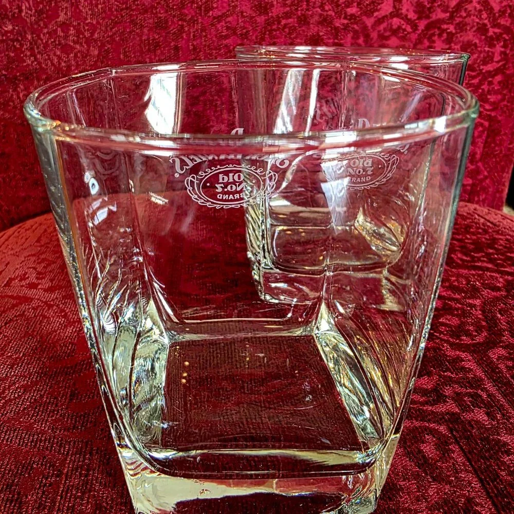 Jack Daniels Old No. 7 Tennessee Whiskey Square Bottom Old Fashioned Glass x 2